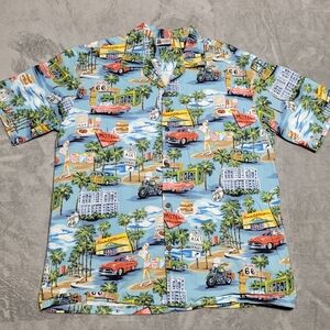 Aloha Republic Shirt Men XL Route 66 Button Up Hawaiian